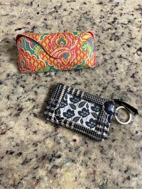 Vera Bradley Patterned Fabric Eyeglass Case & Floral Card ID Keychain pouch